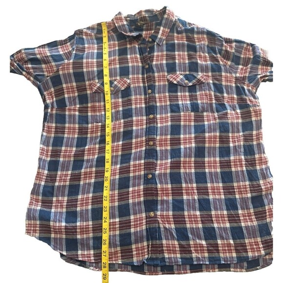 Women’s Eddie Bauer BLUE RED Plaid Button Up Long Sleeve Top Cotton Rayon Sz 2XL - Picture 7 of 9